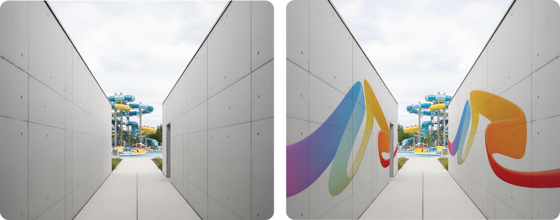 Entry Tunnel Concrete Wall | Abstract Color Flow Mural